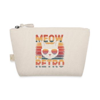 Retro Cat with Sunglasses and Text - Organic Pouch - nature - Front