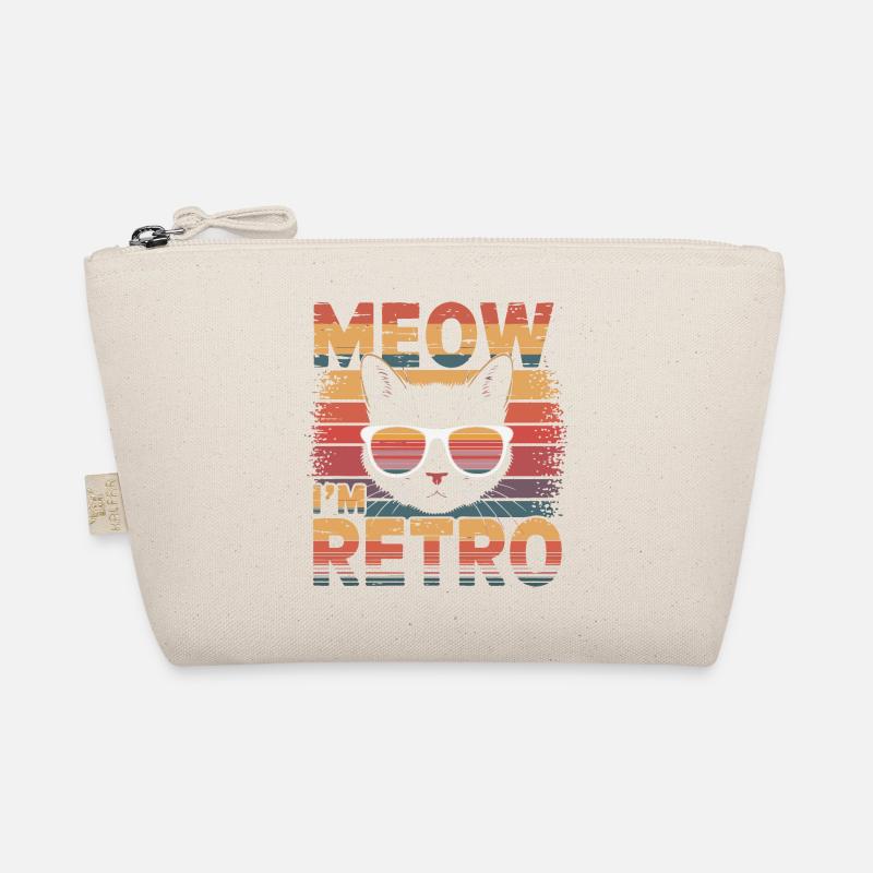 Retro Cat with Sunglasses and Text Organic Pouch