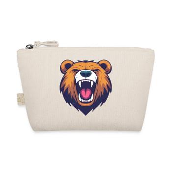 Cartoon Bear Head Roaring - Bold and Playful - Organic Pouch - nature - Front