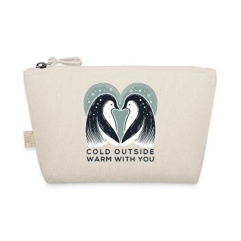 Cold Outside, Warm With You - Verliebte Pinguine - Organic Pouch - nature - Front