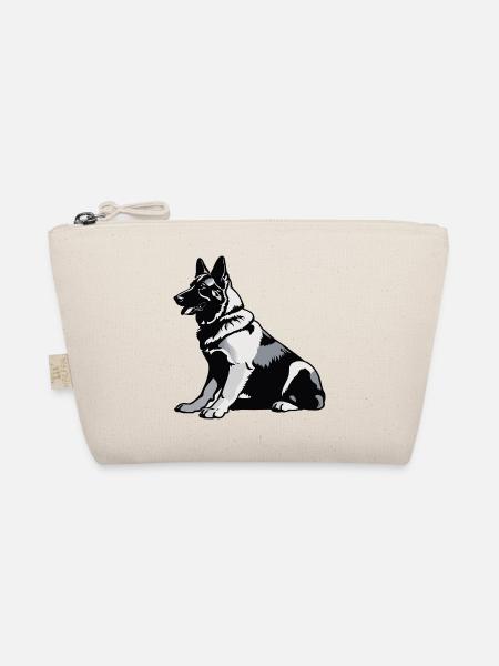 Sitting German Shepherd - Pet Sticker - Bio-Täschchen - Natur - Vorne