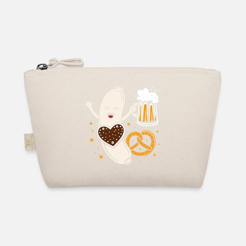 Weißwurst mit Bier und Breze - lustig & bayerisch Bio-Täschchen