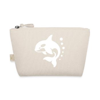 Minimalistisches Delfin-Silhouetten-Design - Bio-Täschchen - Natur - Vorne
