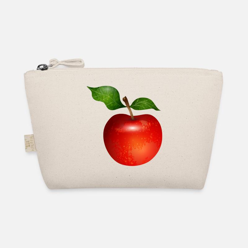 Leuchtend roter Apfel mit Blättern Illustration Bio-Täschchen