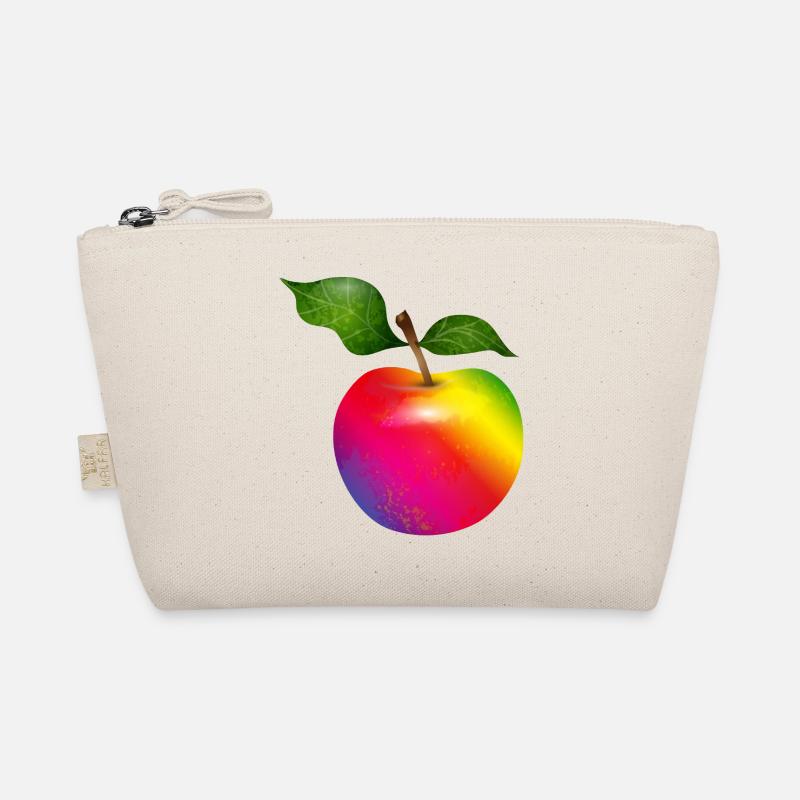 Bunter Regenbogen-Apfel mit Blättern Illustration Bio-Täschchen