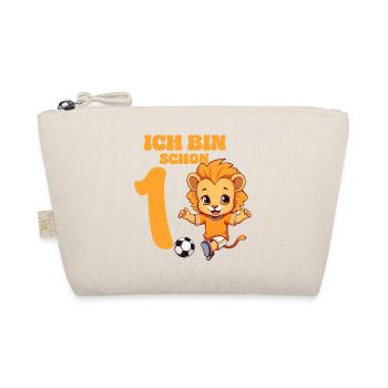 1 Baby 1. Geburtstag Mädchen Jungen Fußball Löwe - Bio-Täschchen - Natur - Vorne