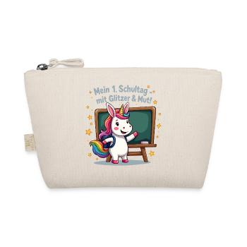 School Unicorn – 1st Grade with Glitter Start - Organic Pouch - nature - Front