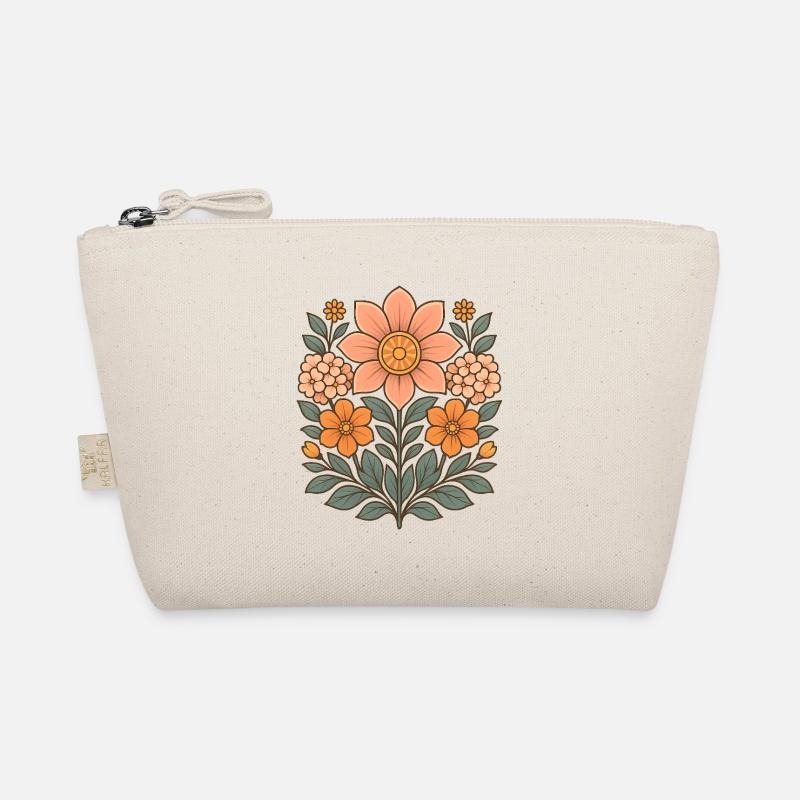 Blumenmuster im Vintage-Design - Bio-Täschchen - Natur