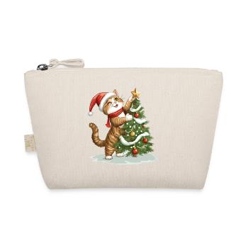 Cat Christmas Tree Christmas Xmas Cute Funny - Organic Pouch - nature - Front
