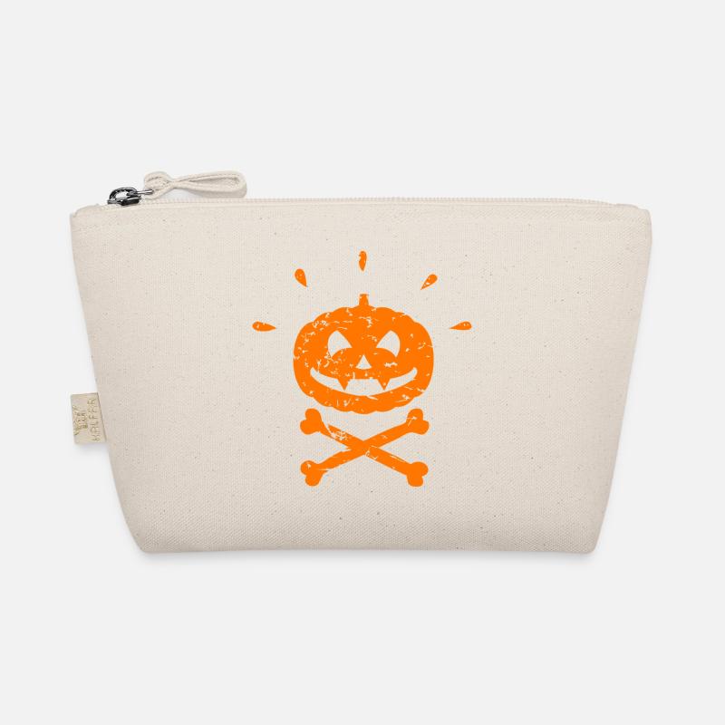 Gruseliger Jolly Roger Kürbis Halloween orange - Bio-Täschchen - Natur