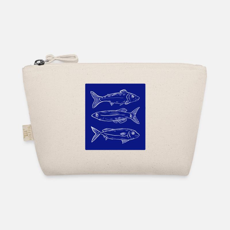 Dark blue fish pattern illustration Bio-Täschchen