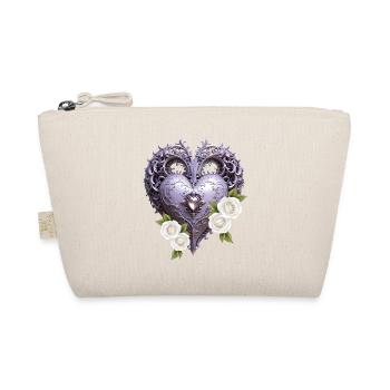 Ornamental heart with white roses - Organic Pouch - nature - Front