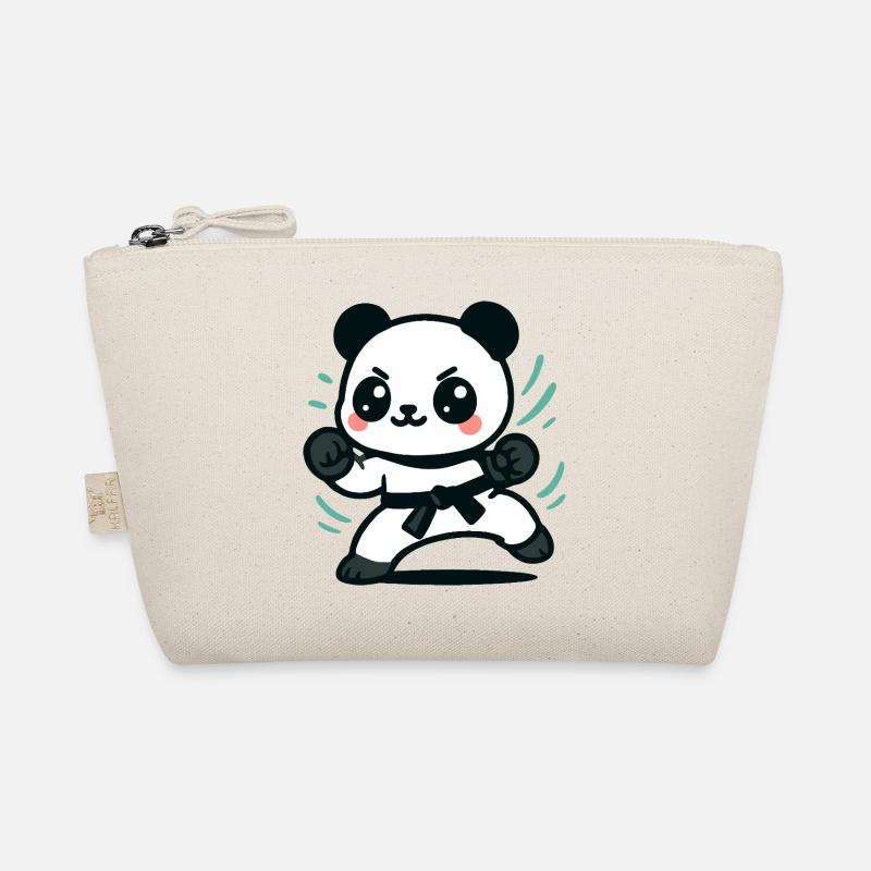 Cute Panda Martial Arts Design - Organic Pouch - nature