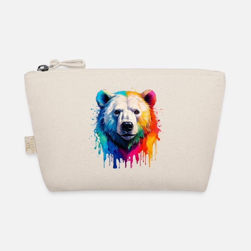 Colorful Polar Bear Head with Gradient Organic Pouch