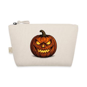 Spooky Pumpkin Halloween Motif Shirt - Organic Pouch - nature - Front