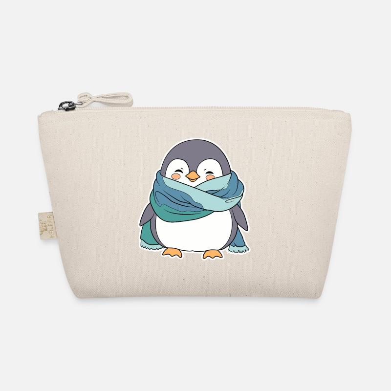 Cozy Penguin in Winter Scarf Organic Pouch