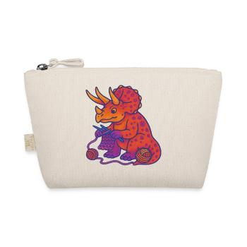Knit Dino Triceratops Neon Gradient - Organic Pouch - nature - Front