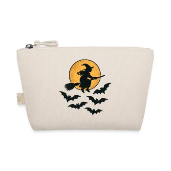 Flying Witch with Bats – Halloween Design - Organic Pouch - nature - Front