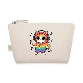 Regenbogenkatze DJ Hoodie Musiknotizen - Bio-Täschchen - Natur - Vorne