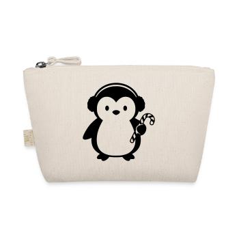 Cute Penguin with Candy Cane | Christmas - Organic Pouch - nature - Front