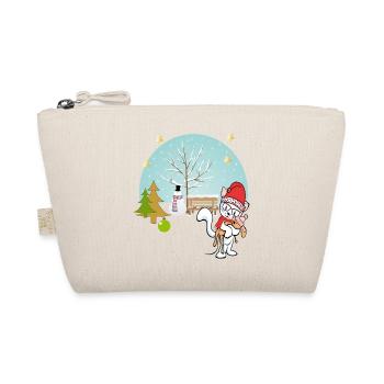 Chat avec ours en peluche en hiver - Trousse biologique - nature - Devant