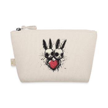 Gothic Easter Bunny Love – Zwei Hasen mit Herz - Bio-Täschchen - Natur - Vorne