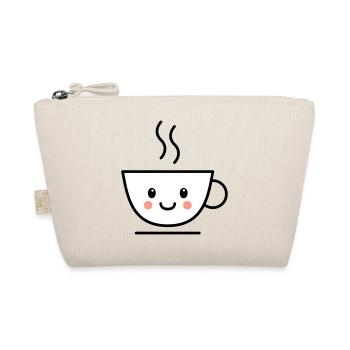 Kaffee, Tee oder Kakao Tasse mit kawaii Gesicht - Bio-Täschchen - Natur - Vorne