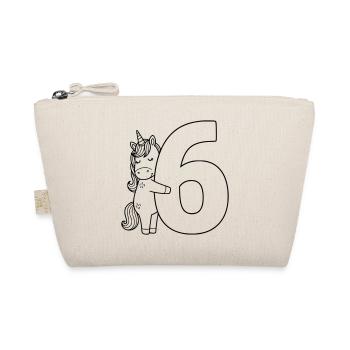 Einhorn mit Zahl 6 Cartoon Illustration - Bio-Täschchen - Natur - Vorne