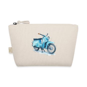 Blaues DDR Ost-Moped Schwalbe Aquarell Kultdesign - Bio-Täschchen - Natur - Vorne