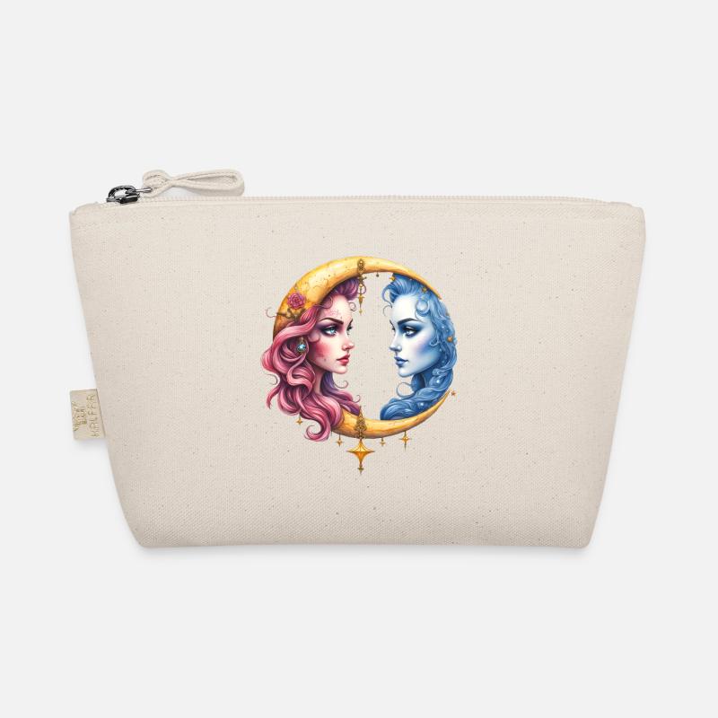 Twin Moon: Faces in Eclipse Organic Pouch