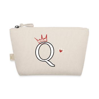 Letter Q Crown Heart - Organic Pouch - nature - Front