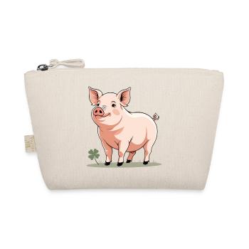 Cuddly Spring Pig Cartoon - Organic Pouch - nature - Front