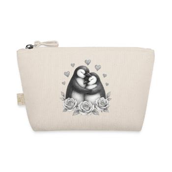 Liebesduo Pinguin Rosen - Bio-Täschchen - Natur - Vorne
