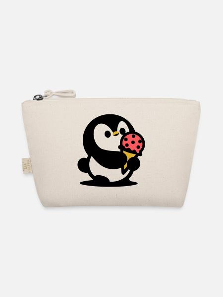 Kleiner Pinguin mit Eis - Organic Pouch - nature - Front