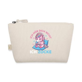 Funny Gamer Unicorn Headset Gaming Saying - Organic Pouch - nature - Front