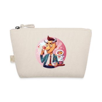Office bull with coffee and cake - Organic Pouch - nature - Front