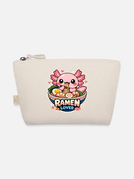 Axolotl Kawaii Ramen Food Cute Gift - Organic Pouch - nature - Front