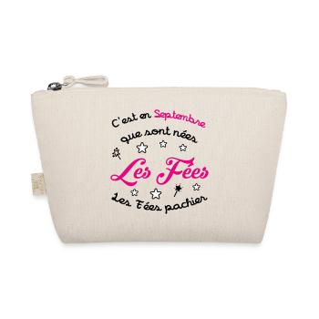 Cadeau naissance bébé fille Septembre Fées Humour - Trousse biologique - nature - Devant