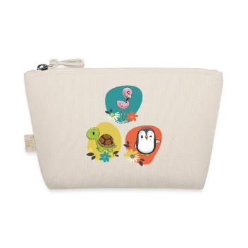 Flamingo Turtle Penguin - Organic Pouch - nature - Front