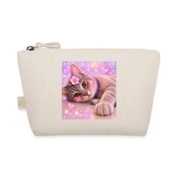 Kitten with Flower and Glitter - Organic Pouch - nature - Front
