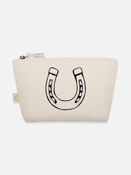 Hufeisen Glück Pferd reiten Geschenk Reiter - Bio-Täschchen - Natur