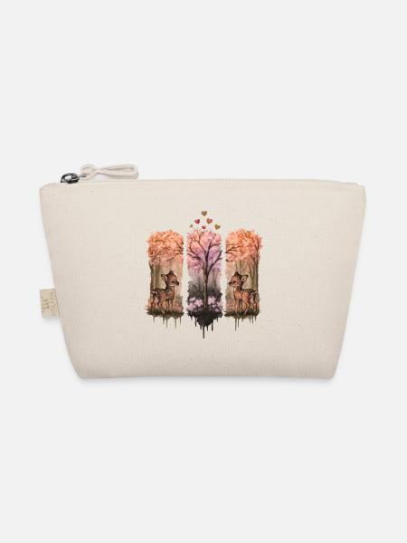 Rehkitz Aquarell Wald Herz Naturgeschenk - Bio-Täschchen - Natur