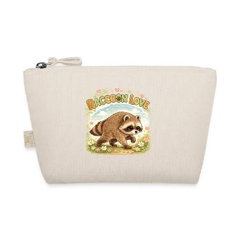 Raccoon Love – Süßer Waschbär im Vintage-Aquarell - Bio-Täschchen - Natur - Vorne