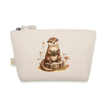 Otter Reading Fall Cozy Book Lover - Organic Pouch - nature - Front