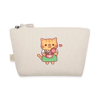 Cute Ginger Cat Barista Making Coffee Latte Art - Organic Pouch - nature - Front