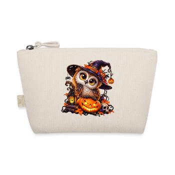 Halloween-Eule mit Hexenhut - Bio-Täschchen - Natur - Vorne