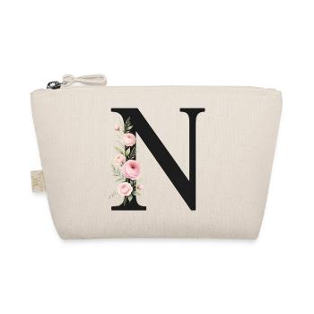 N Buchstabe Monogram Floral - Bio-Täschchen - Natur - Vorne
