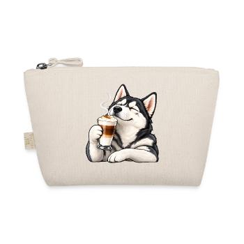 Husky mit Latte Macchiato – Kaffeepause - Bio-Täschchen - Natur - Vorne