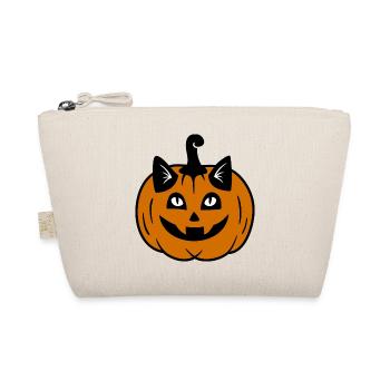 Halloween Katze Kürbiskopf - Bio-Täschchen - Natur - Vorne
