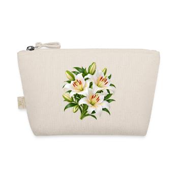 Weiße Lilien-Blumenstrauß-Kunst - Bio-Täschchen - Natur - Vorne